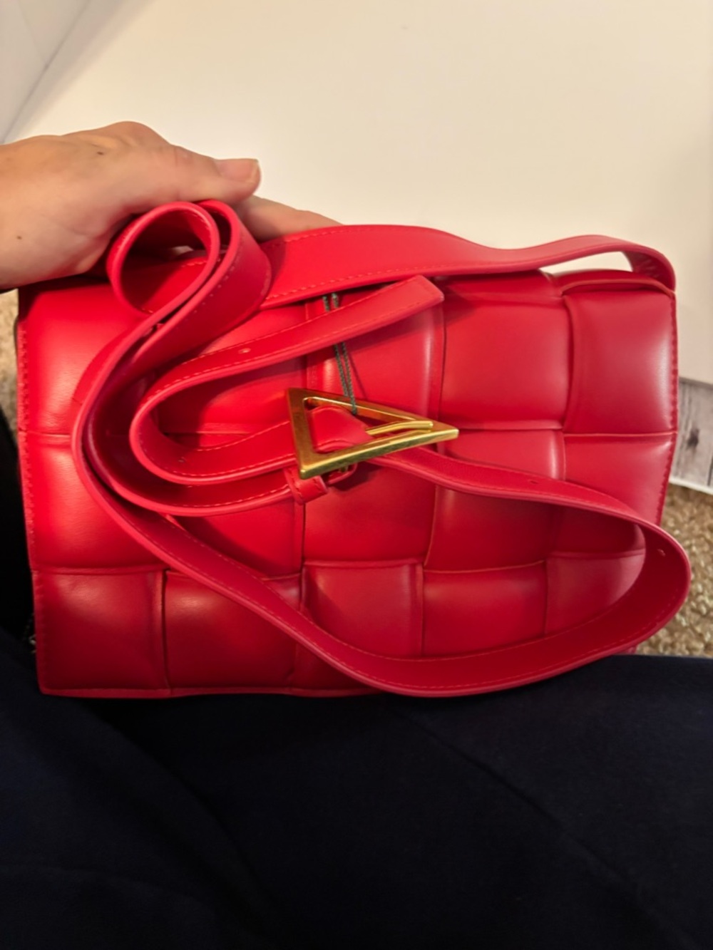 Bottega Veneta Red Intrecciato Shoulder Bag Brand Card Dust Bag